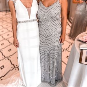 Adrianna Papell gray beaded dress. WORN ONCE